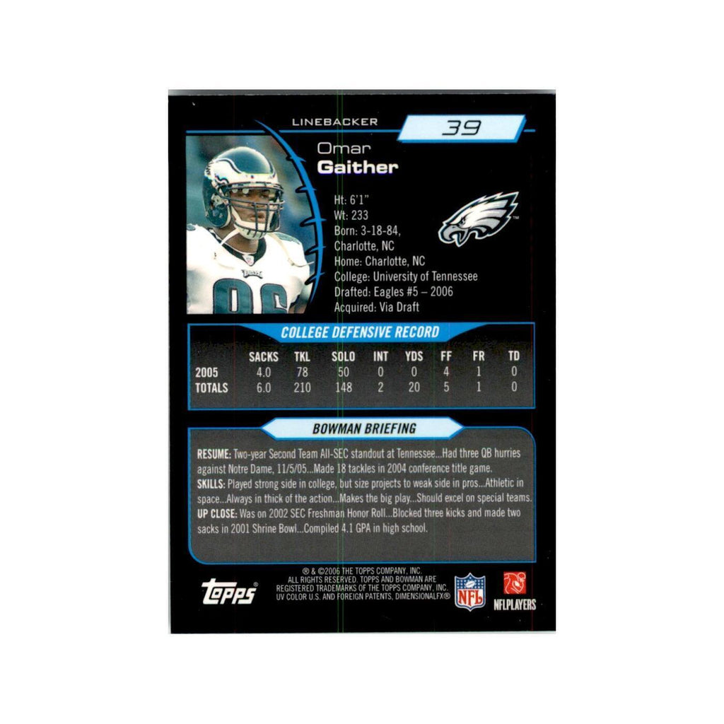 2006 Bowman Chrome Omar Gaither RC Football Cards #39