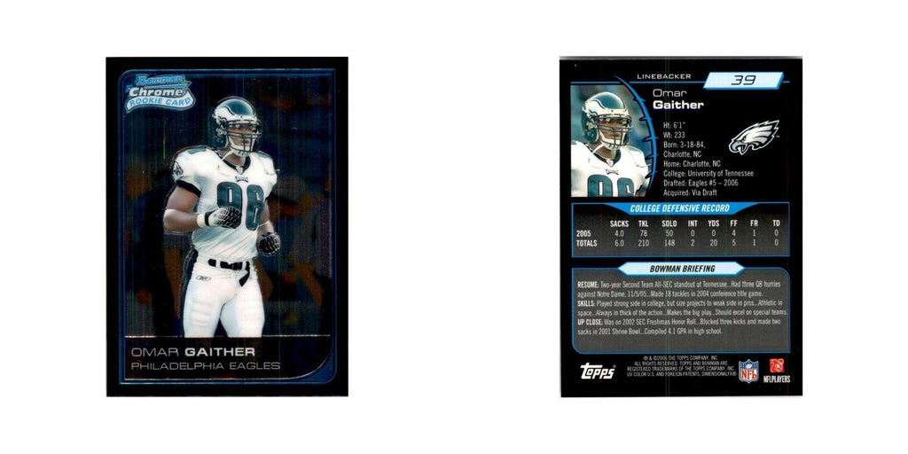 2006 Bowman Chrome Omar Gaither RC Football Cards #39