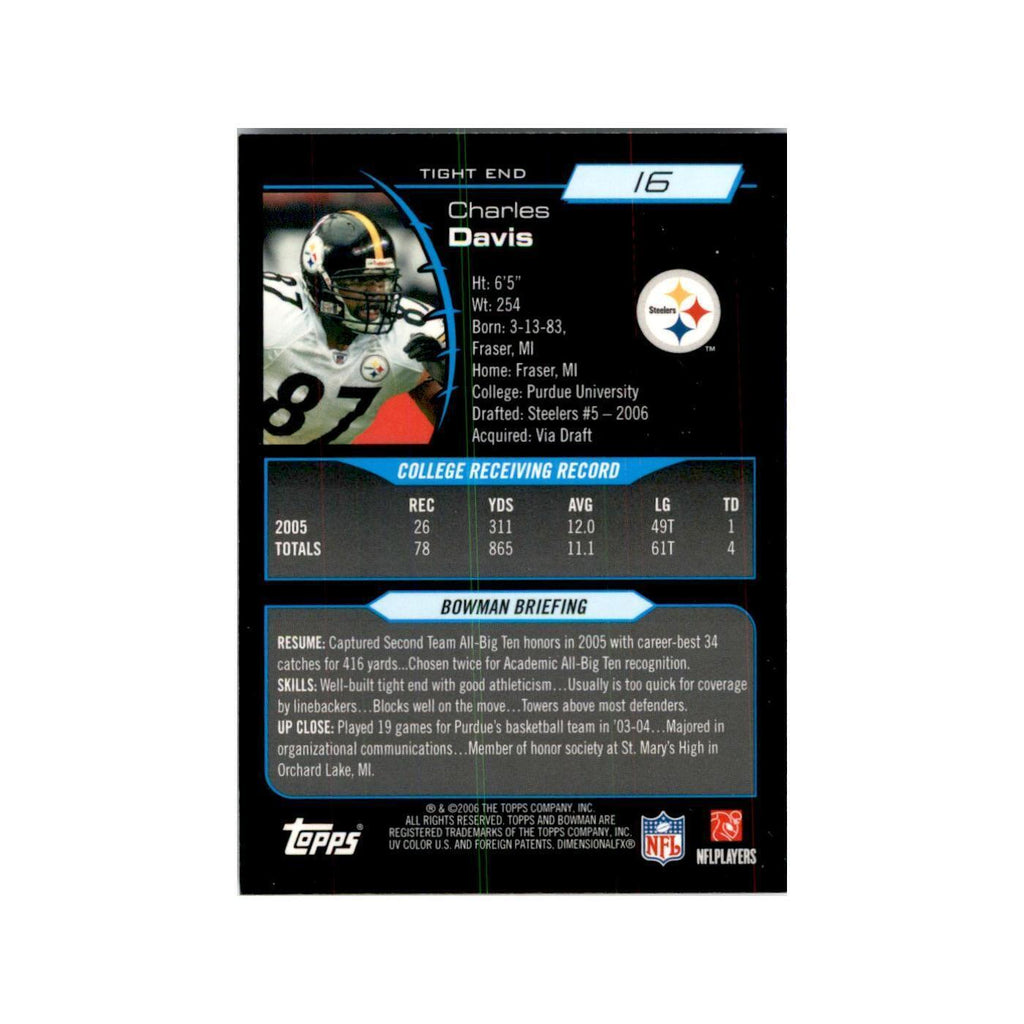 2006 Bowman Chrome Charles Davis RC Football Cards #16