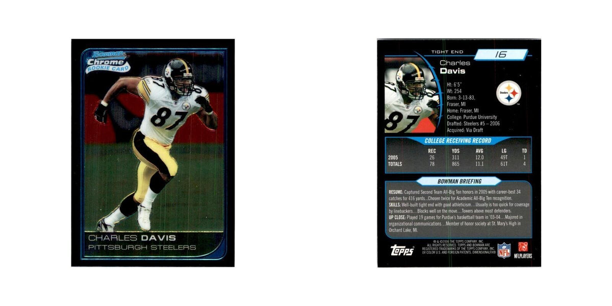2006 Bowman Chrome Charles Davis RC Football Cards #16