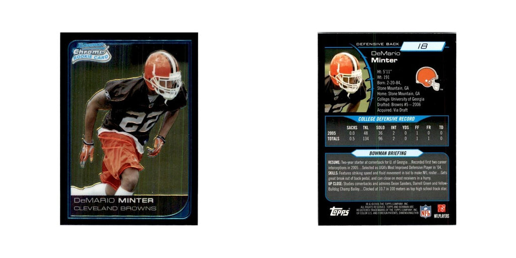 2006 Bowman Chrome DeMario Minter RC Football Cards #18