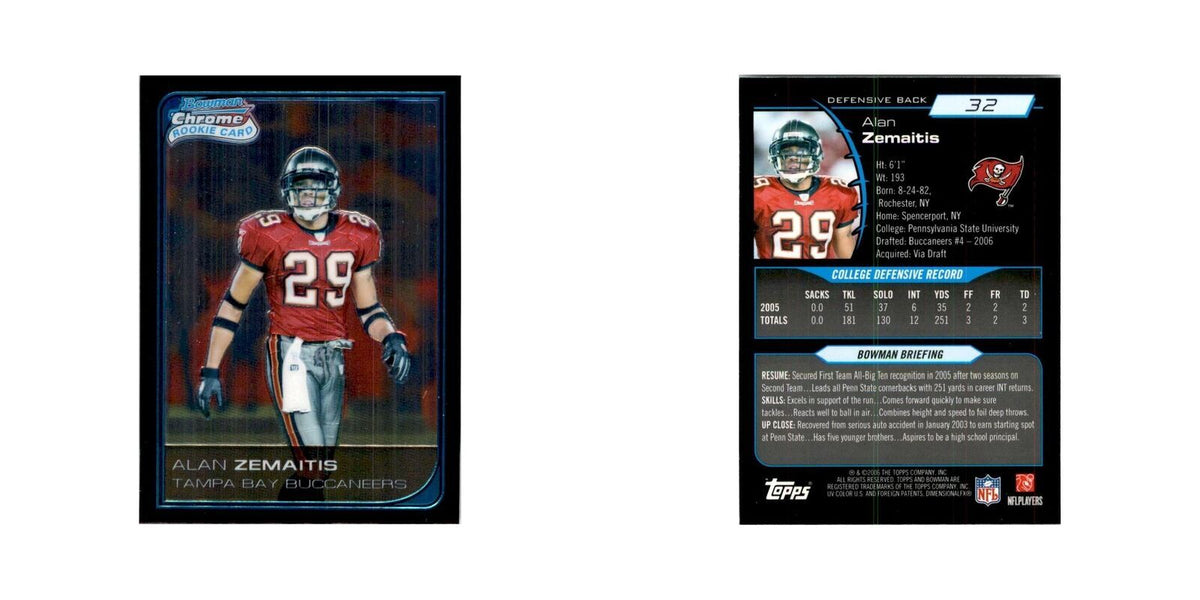 2006 Bowman Chrome Alan Zemaitis RC Football Cards #32
