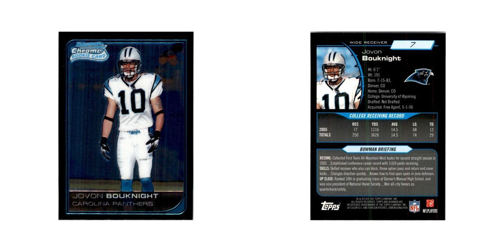 2006 Bowman Chrome Jovon Bouknight RC Football Cards #7
