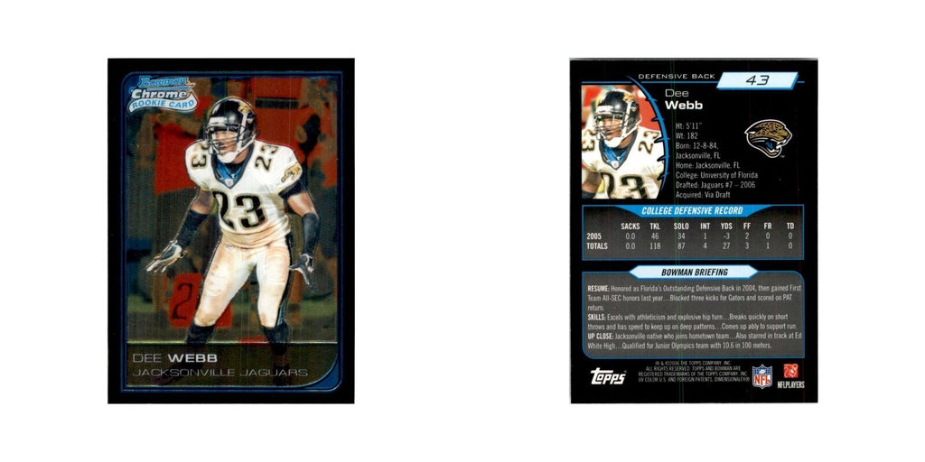 2006 Bowman Chrome Dee Webb RC Football Cards #43