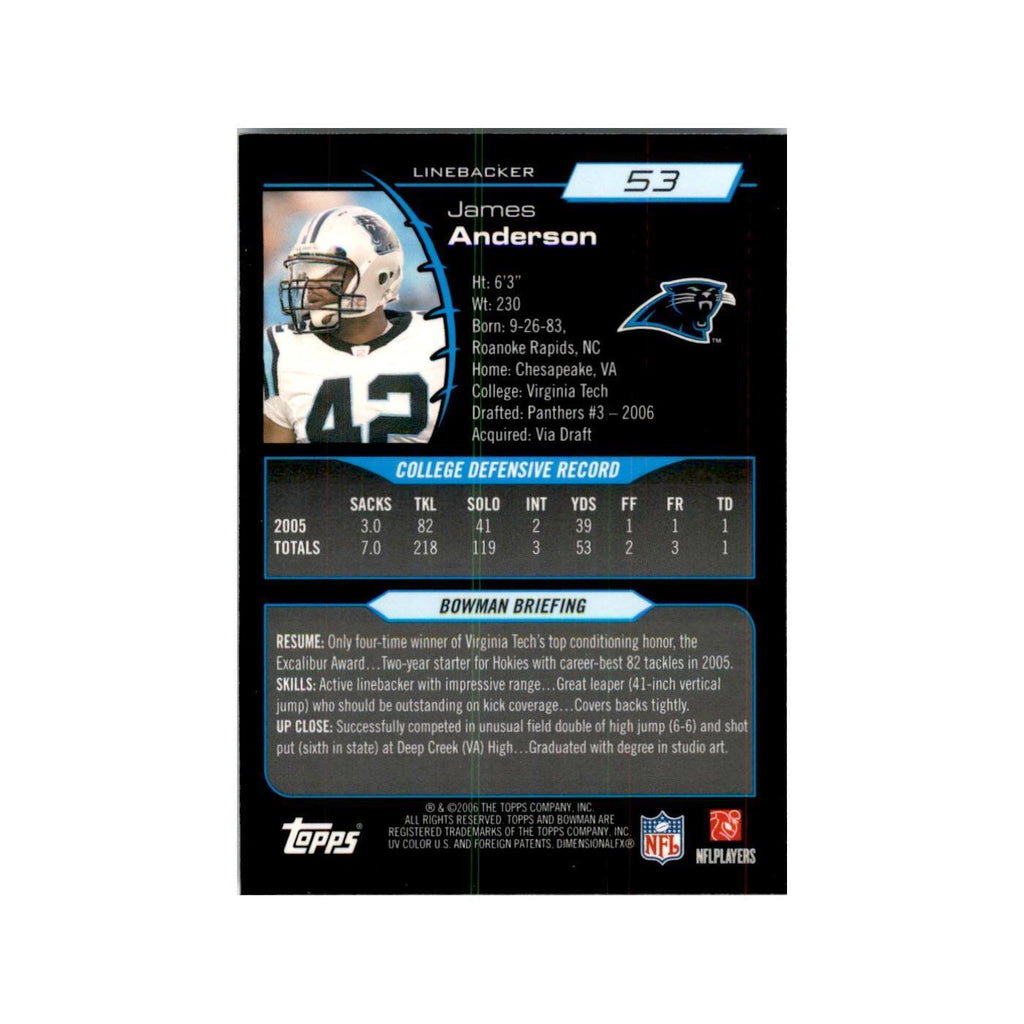 2006 Bowman Chrome James Anderson RC Football Cards #53
