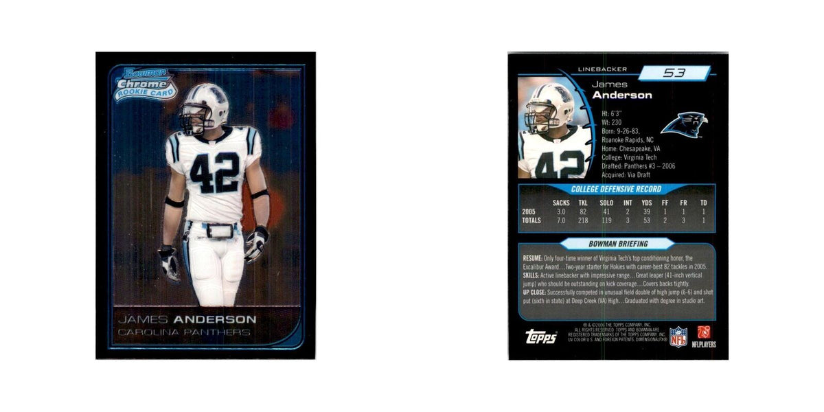 2006 Bowman Chrome James Anderson RC Football Cards #53