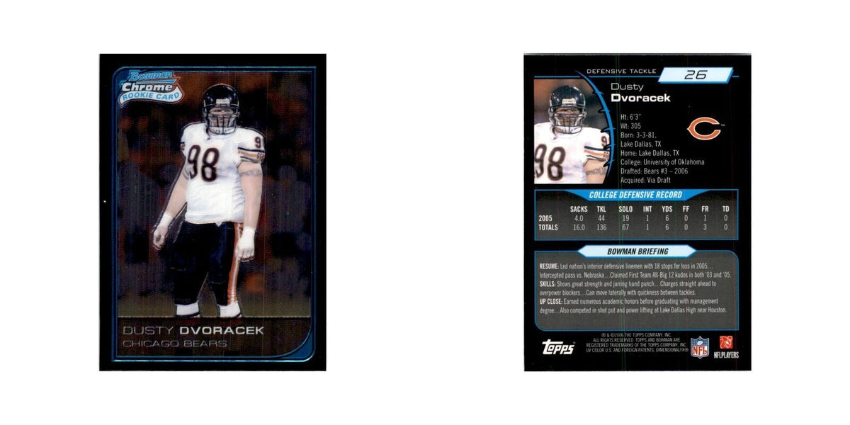 2006 Bowman Chrome Dusty Dvoracek RC Football Cards #26