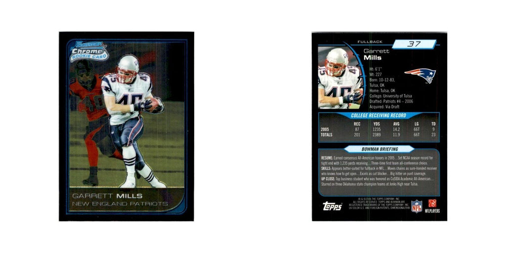 2006 Bowman Chrome Garrett Mills RC Football Cards #37