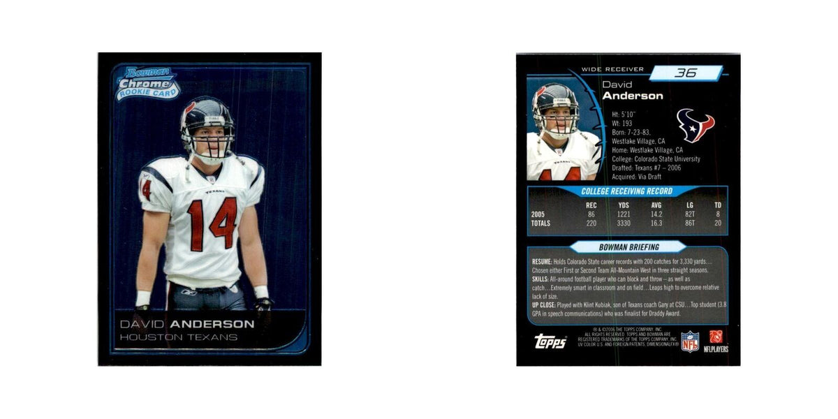 2006 Bowman Chrome David Anderson RC Football Cards #36
