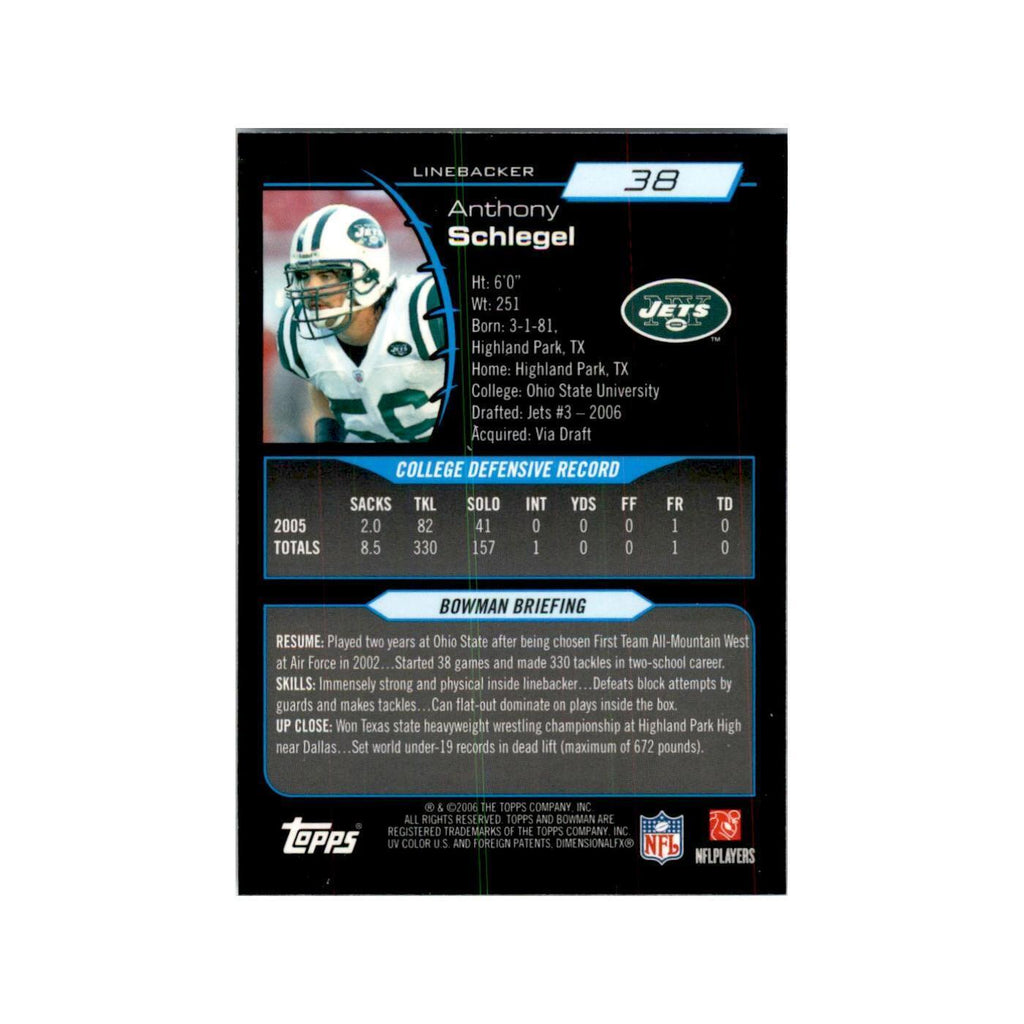 2006 Bowman Chrome Anthony Schlegel RC Football Cards #38