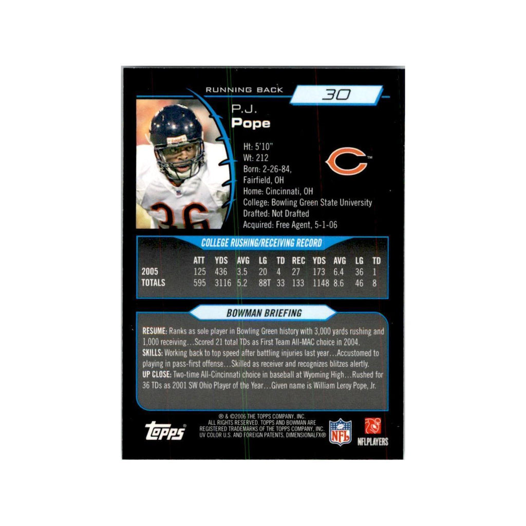 2006 Bowman Chrome P.J. Pope RC Football Cards #30