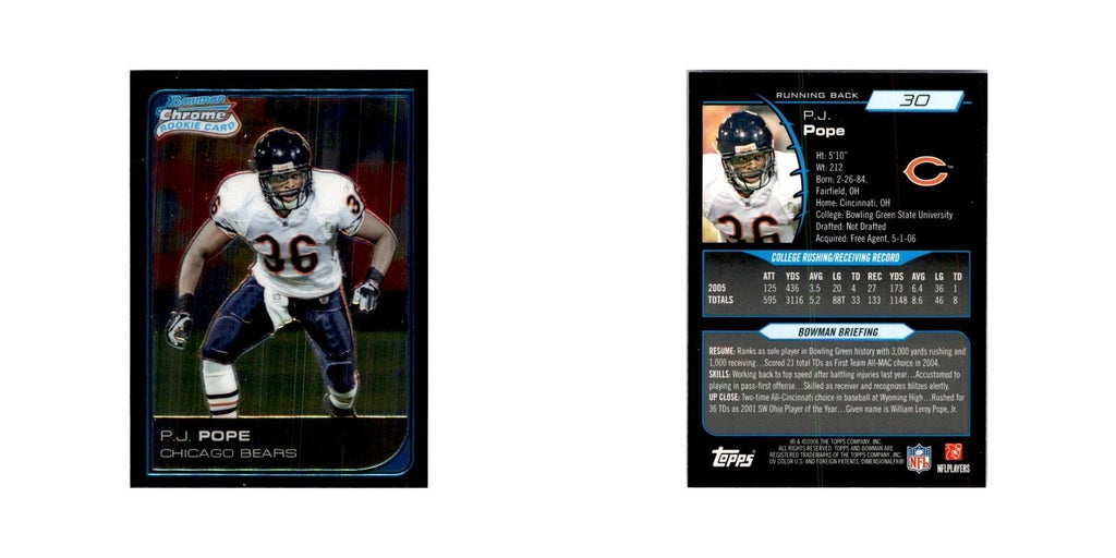 2006 Bowman Chrome P.J. Pope RC Football Cards #30