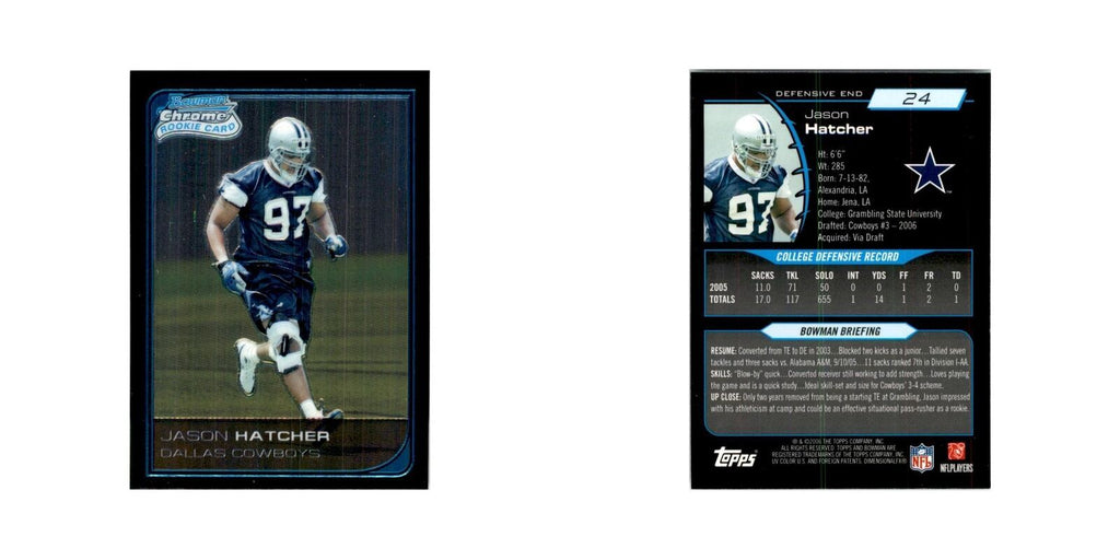 2006 Bowman Chrome Jason Hatcher RC Football Cards #24