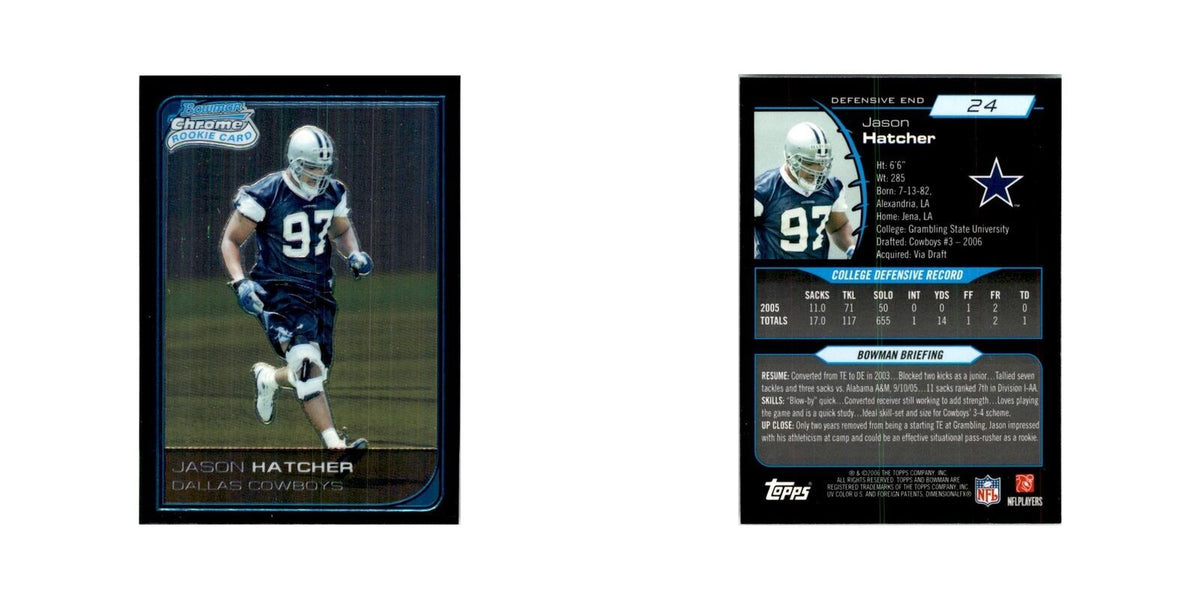 2006 Bowman Chrome Jason Hatcher RC Football Cards #24