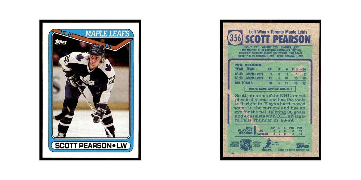 1990 Topps Hockey Card Scott Pearson #356