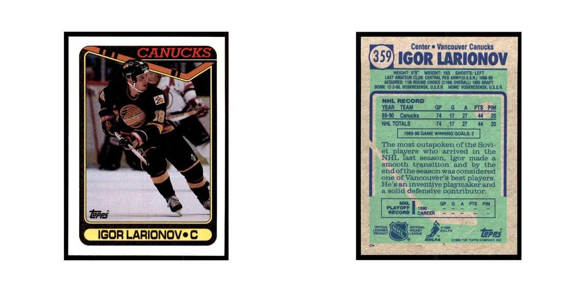 1990 Topps Hockey Card Igor Larionov #359