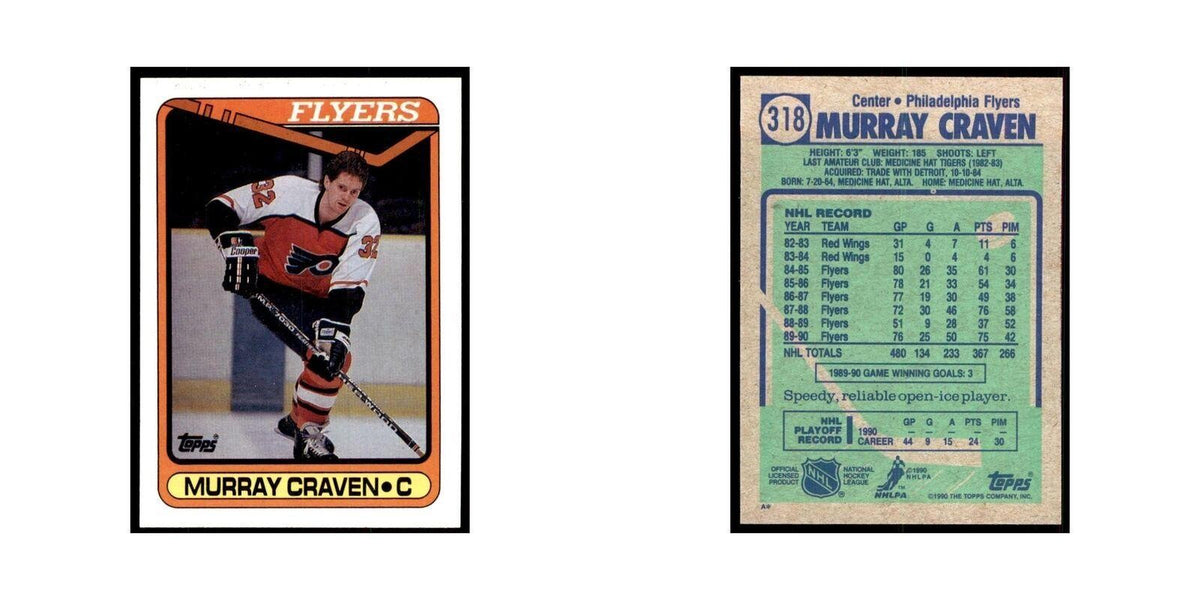 1990 Topps Hockey Card Murray Craven #318