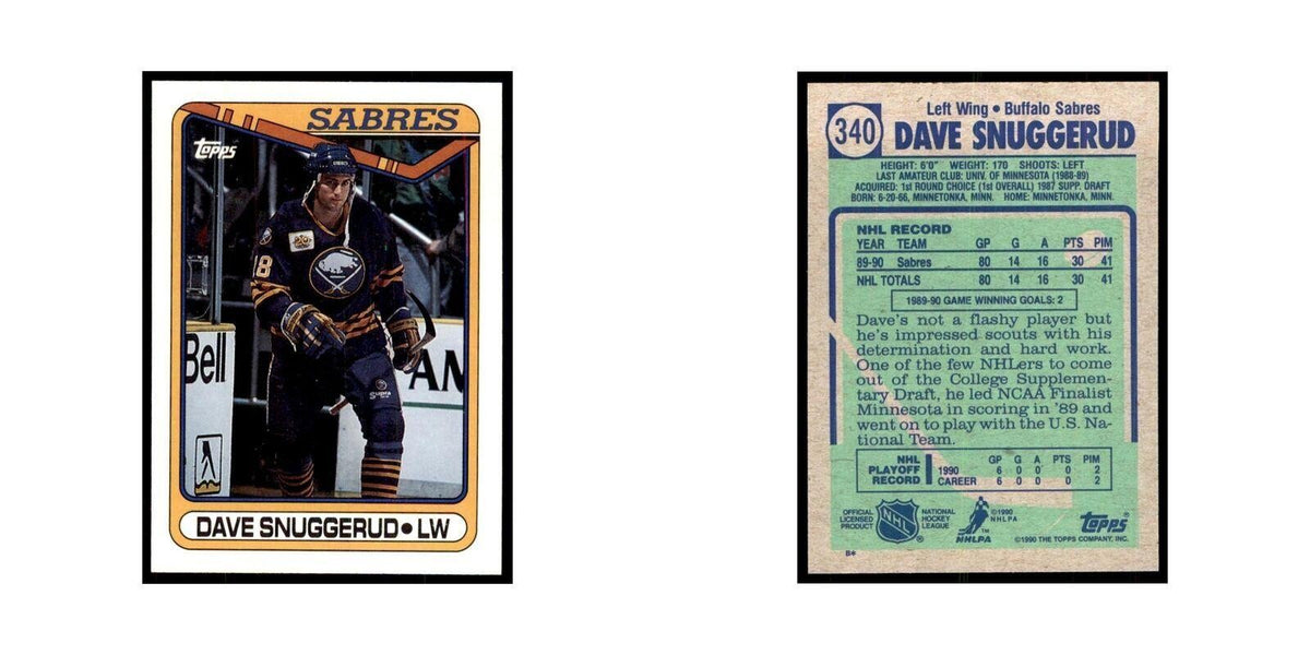 1990 Topps Hockey Card Dave Snuggerud #340