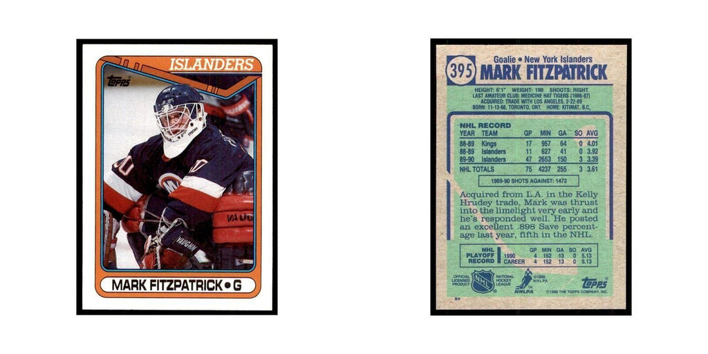 1990 Topps Hockey Card Mark Fitzpatrick #395