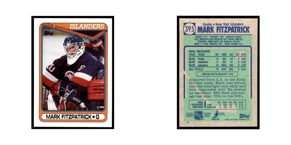 1990 Topps Hockey Card Mark Fitzpatrick #395
