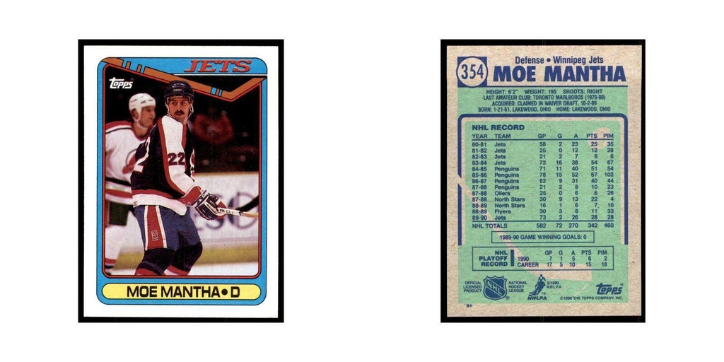 1990 Topps Hockey Card Moe Mantha #354