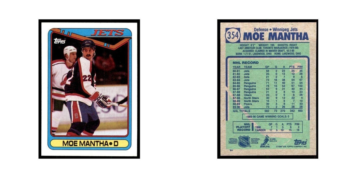1990 Topps Hockey Card Moe Mantha #354