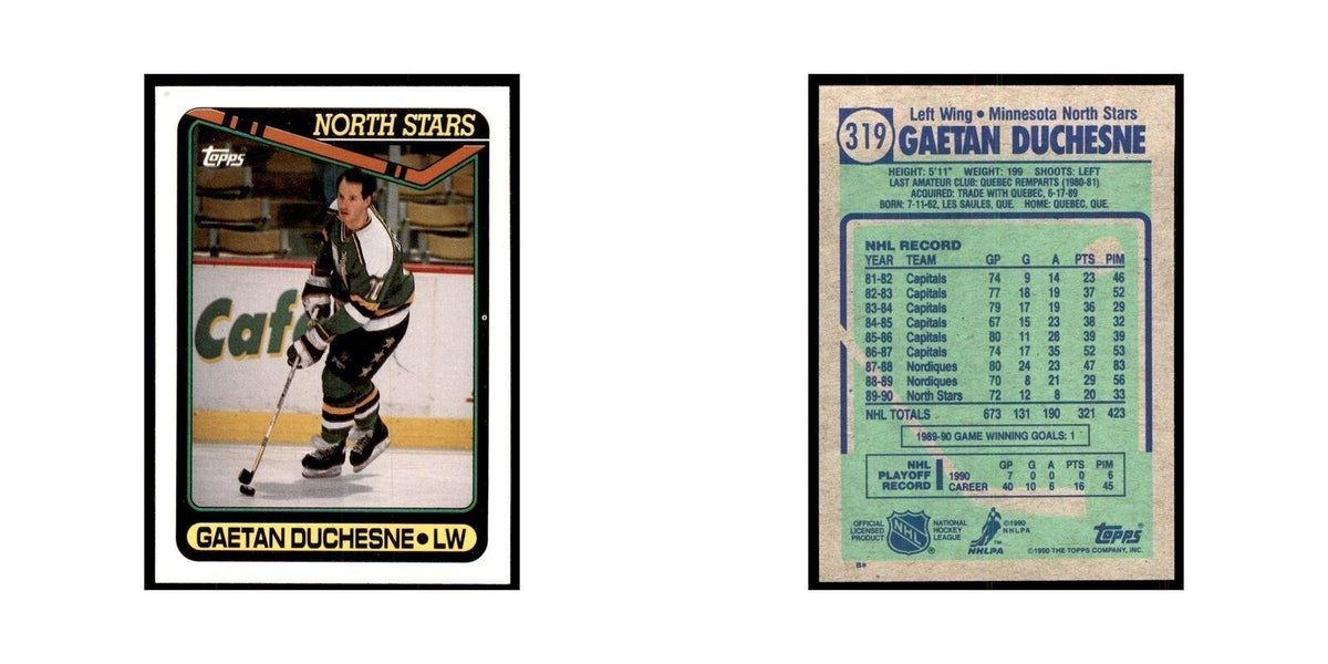 1990 Topps Hockey Card Gaetan Duchesne #319