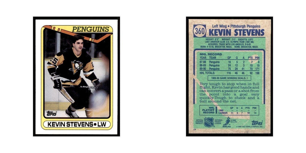1990 Topps Hockey Card Kevin Stevens #360