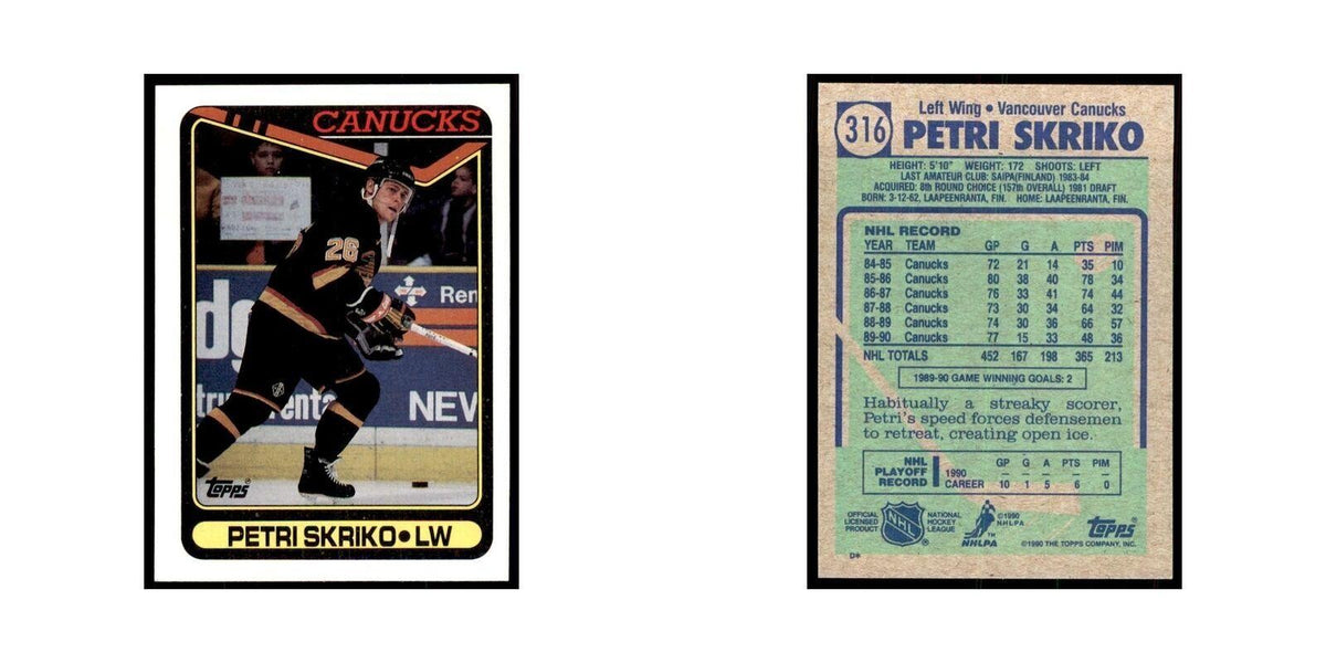 1990 Topps Hockey Card Petri Skriko #316
