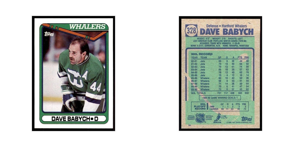 1990 Topps Hockey Card Dave Babych #328