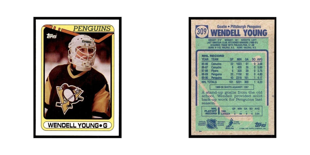 1990 Topps Hockey Card Wendell Young #309