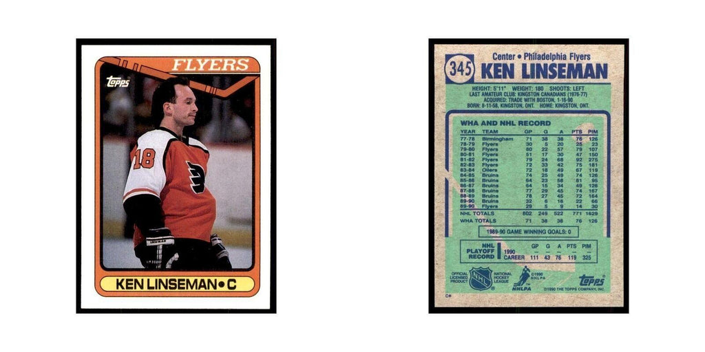 1990 Topps Hockey Card Ken Linseman #345