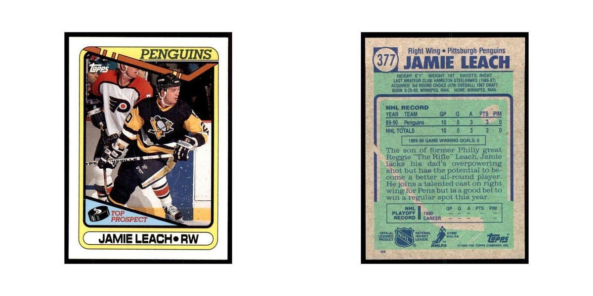 1990 Topps Hockey Card Jamie Leach #377