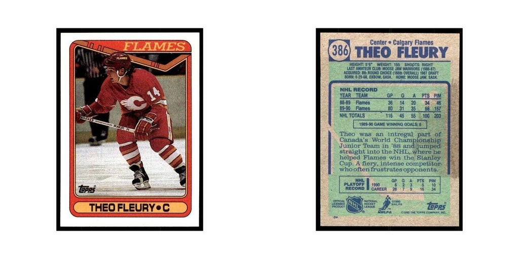1990 Topps Hockey Card Theo Fleury #386