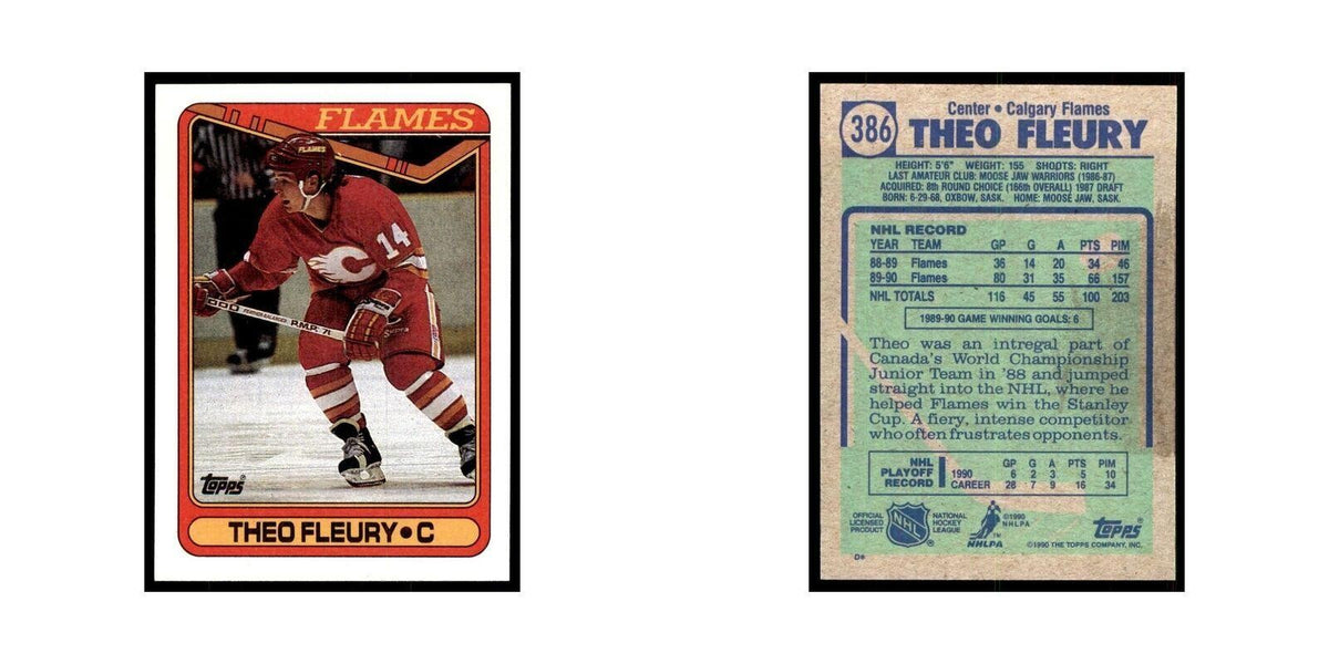 1990 Topps Hockey Card Theo Fleury #386