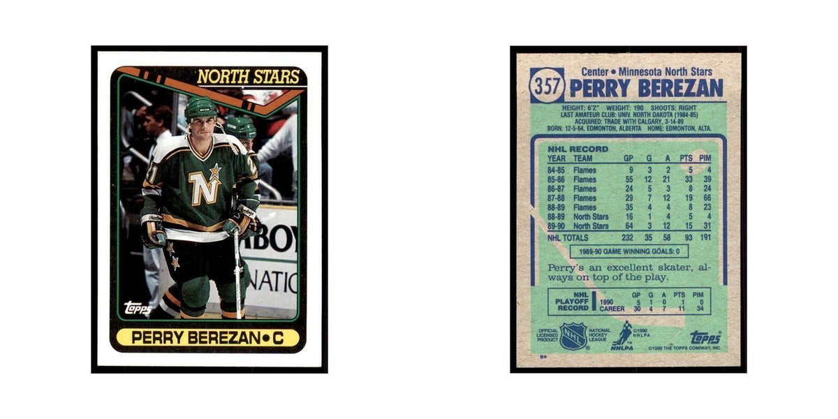1990 Topps Hockey Card Perry Berezan #357