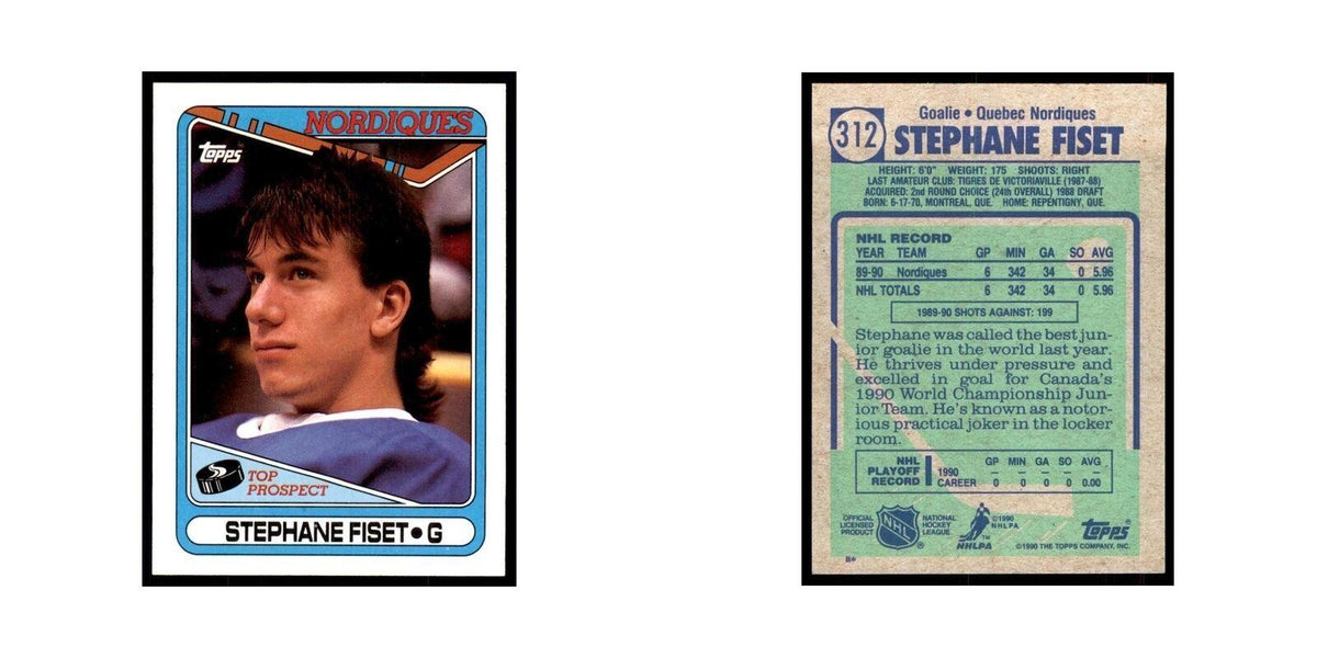 1990 Topps Hockey Card Stephane Fiset #312