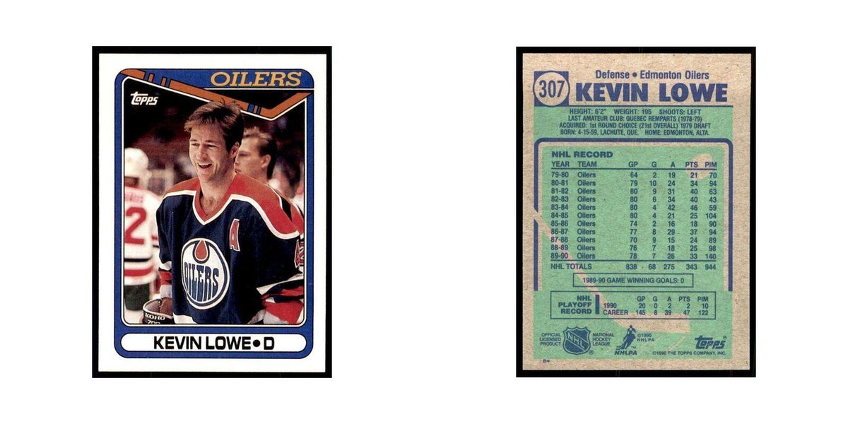 1990 Topps Hockey Card Kevin Lowe #307