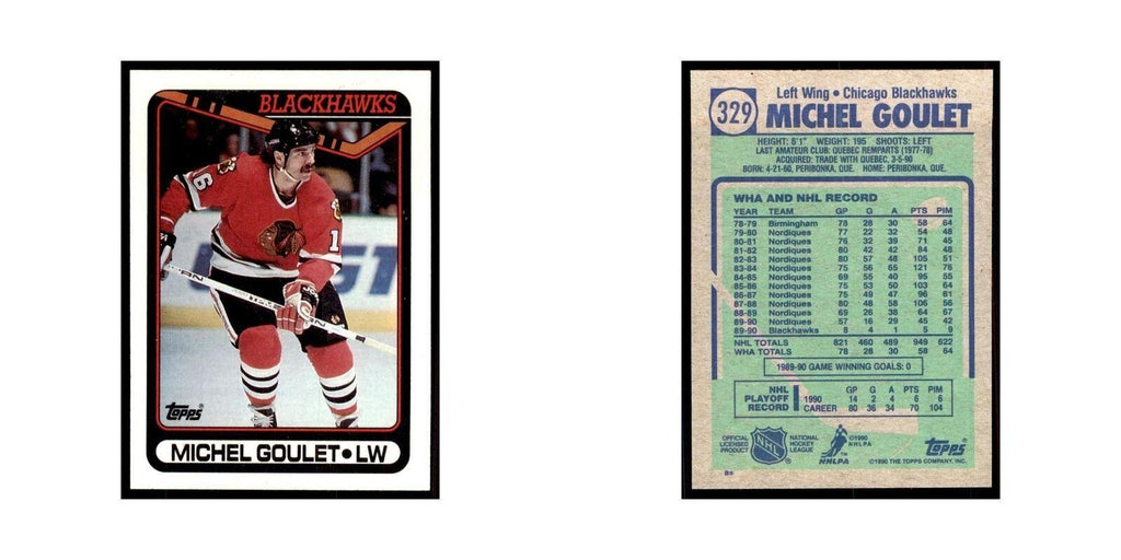 1990 Topps Hockey Card Michel Goulet #329