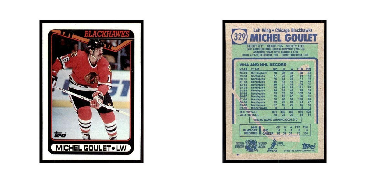 1990 Topps Hockey Card Michel Goulet #329