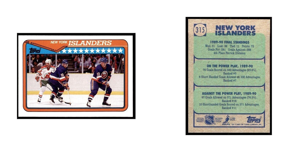 1990 Topps Hockey Card New York Islanders #315