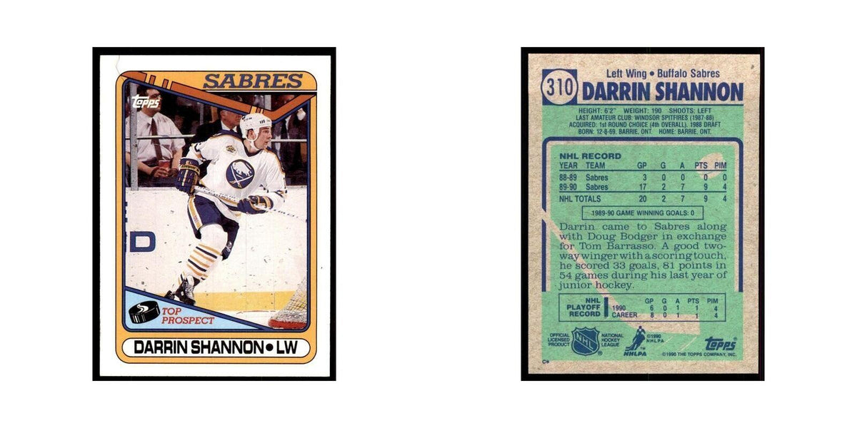 1990 Topps Hockey Card Darrin Shannon #310