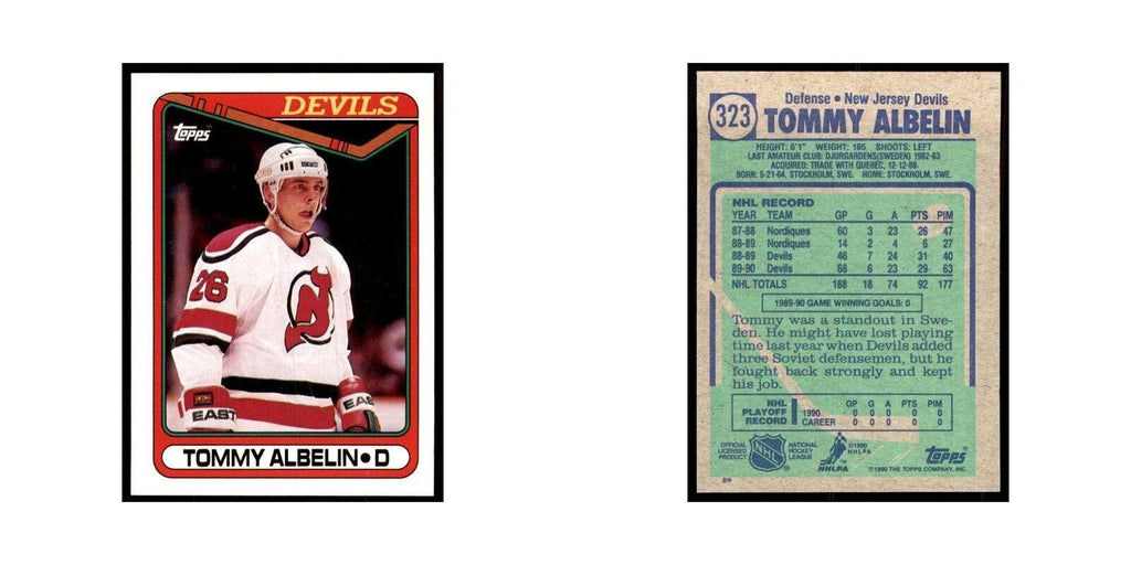 1990 Topps Hockey Card Tommy Albelin #323