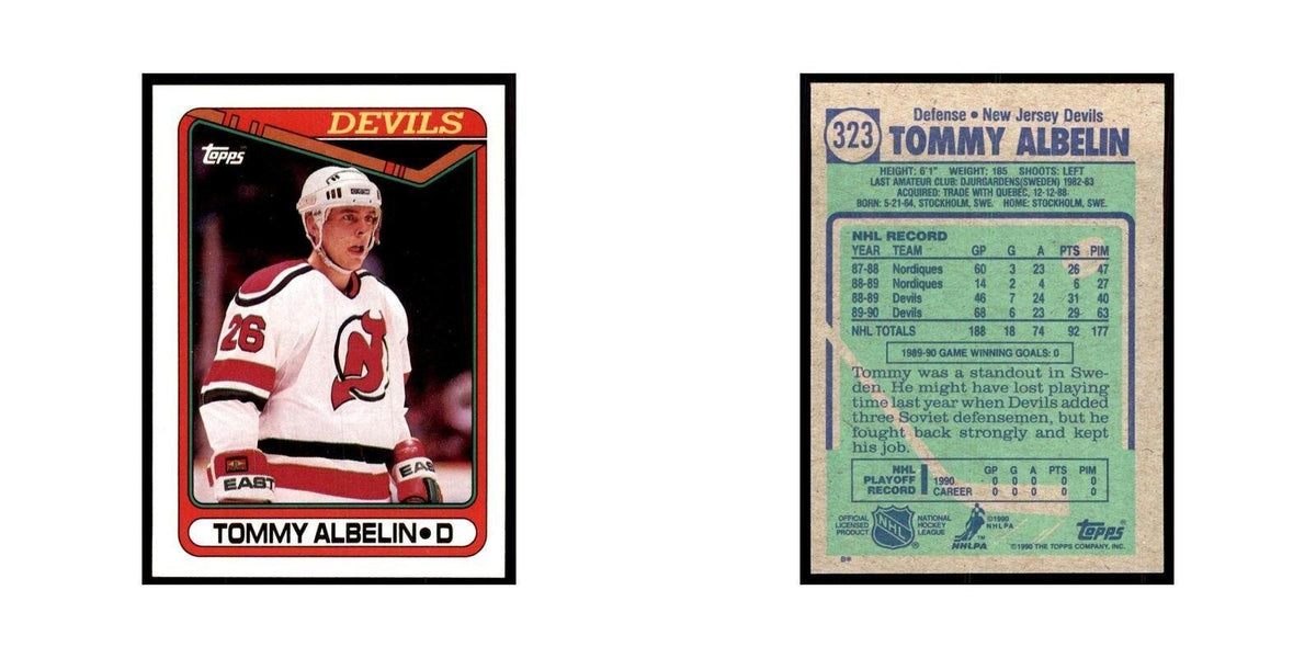 1990 Topps Hockey Card Tommy Albelin #323