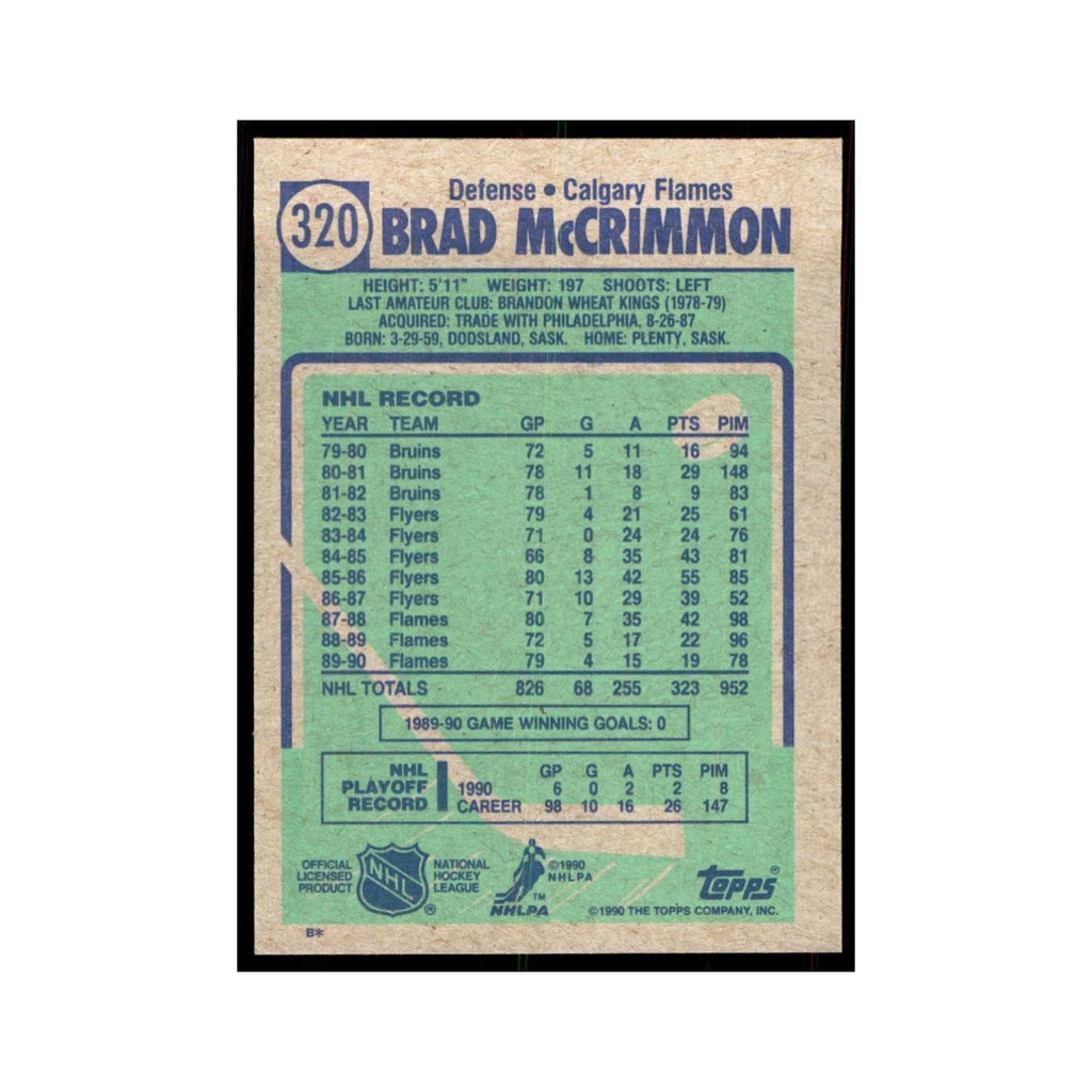 1990 Topps Hockey Card Brad McCrimmon #320