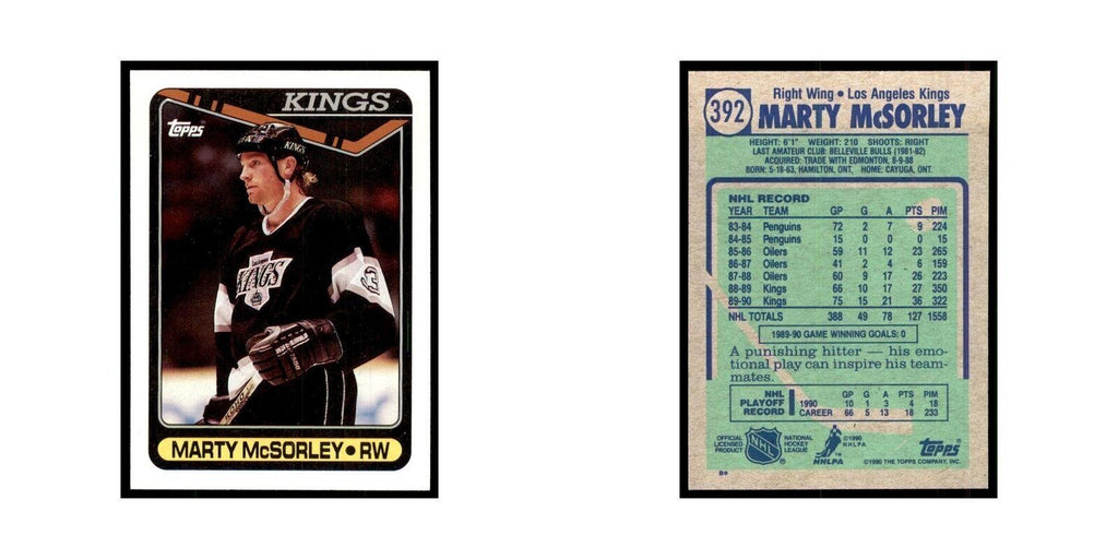 1990 Topps Hockey Card Marty McSorley #392