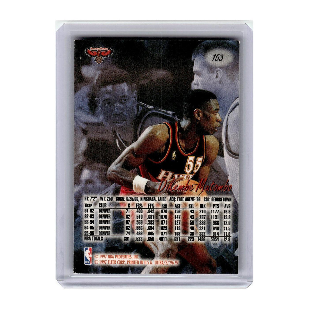 1996 Fleer Ultra Dikembe Mutombo Hawks #153
