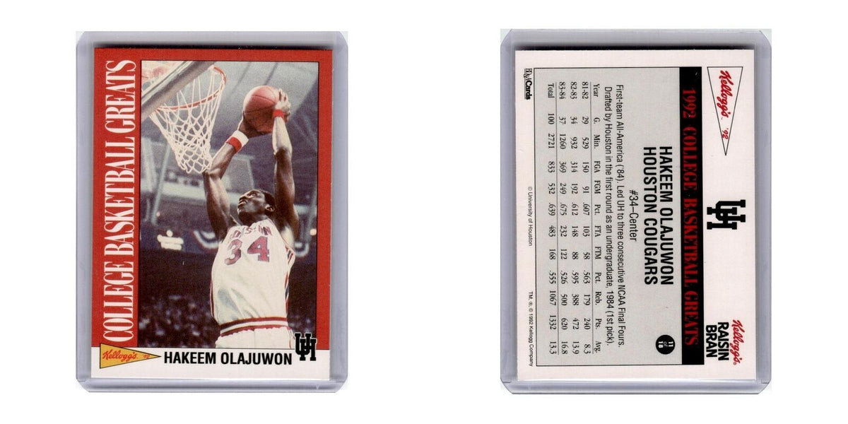 1992 Kellogg's College Basketball Greats Hakeem Olajuwon Houston Cougars #11