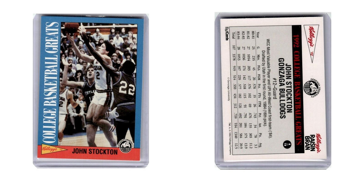 1992 Kellogg's College Basketball Greats John Stockton Gonzaga Bulldogs #8