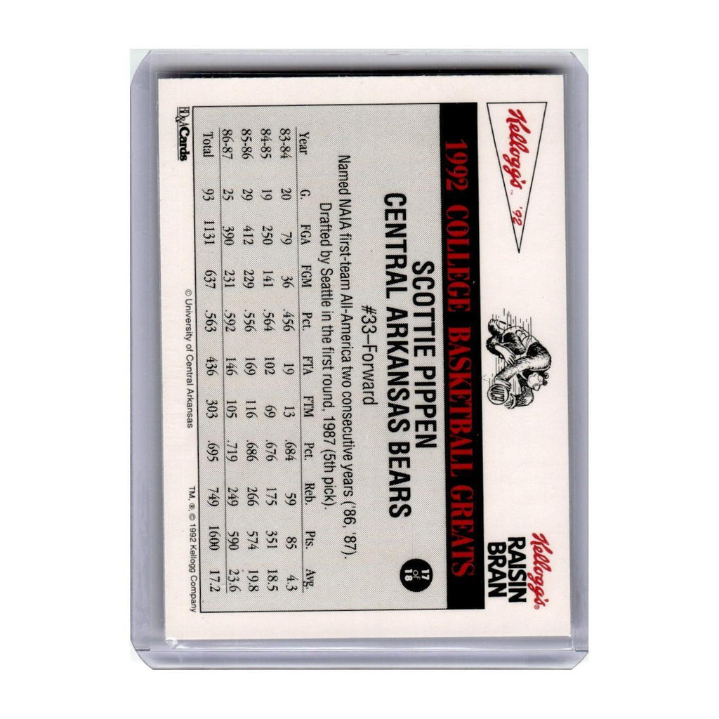 1992 Kellogg's College Basketball Greats Scottie Pippen Central Arkansas Bears